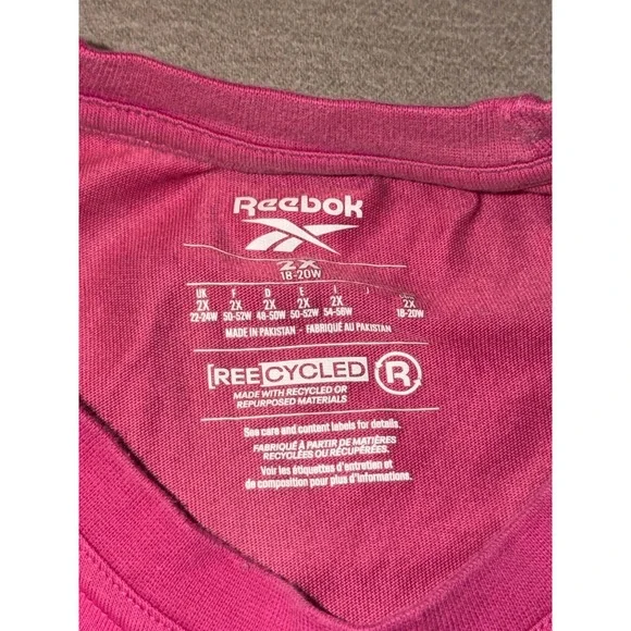 Reebok Graphic T Shirt Hot Pink Logo Athletic Mens Size 2X - Picture 3 of 6
